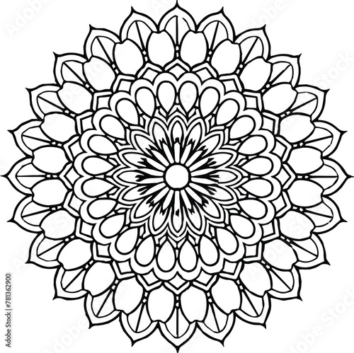 Vector black and white mandala simple customized unique line art elegant design