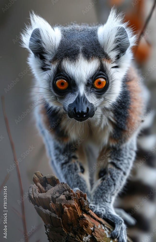Obraz premium Ring-tailed lemur sitting on tree
