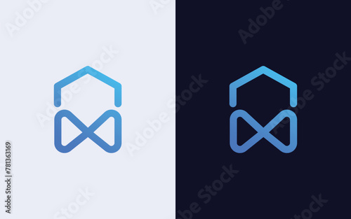 Creative and minimal colorful Home infinity logo vector template. Modern home limitless colorful logo