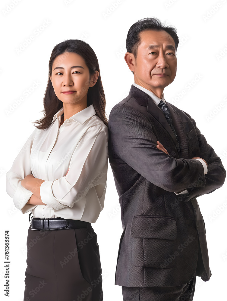 Asian adult business couple. Transparent background PNG photo Asian adult business couple. Transparent background PNG photo