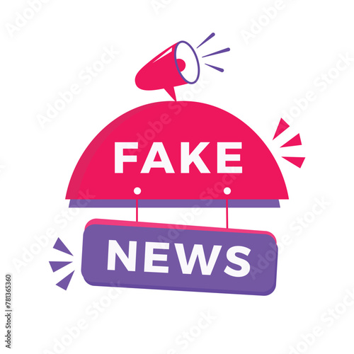 Fake news label icon for announcement, advertising, vector. Flat design hanging banner, advertising, announcement.