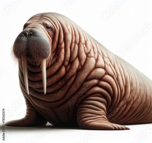 Image of isolated walrus against pure white background, ideal for presentations
 photo