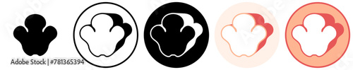Set trendy rhino footprints icon. paw print symbol pictogram vector illustration