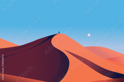 Beautiful desert landcape panorama scene. Vector stock  photo