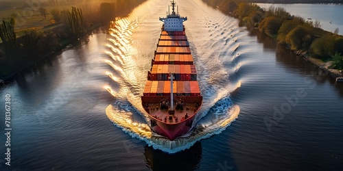 Cargo Vessel Navigating Through Strategic Canal Chokepoint in Maritime Logistics Network photo