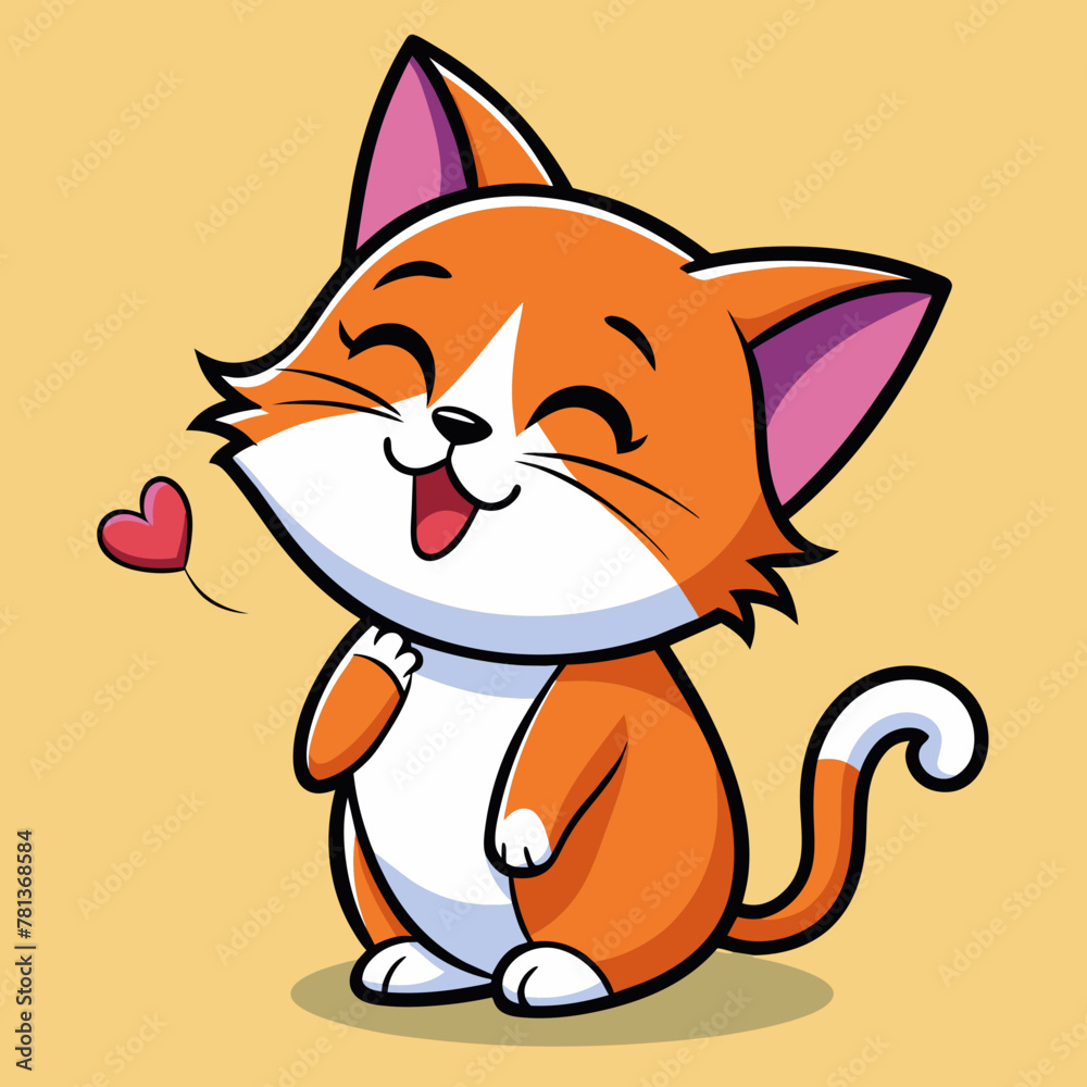 red cat with a heart