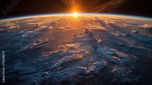 The beauty of a sunrise seen from orbit, the thin line of Earth's atmosphere glowing with the first light of dawn.