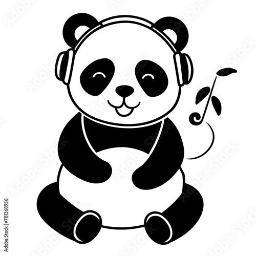 panda bear with bamboo