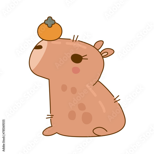 Cute and funny capybara character. Cute capybara animal character rodent. Vector illustration. Cute animal cartoon