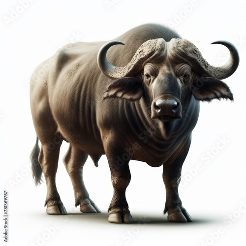 Image of isolated water buffalo against pure white background  ideal for presentations 