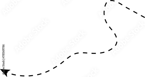 Hand drawn dashed arrow. Direction, way, pointer