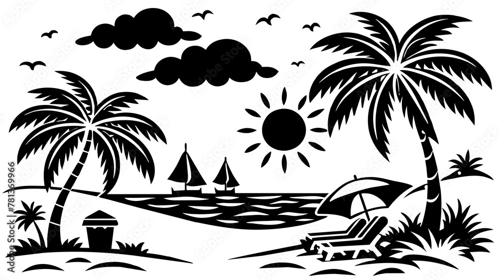 illustration of a beach