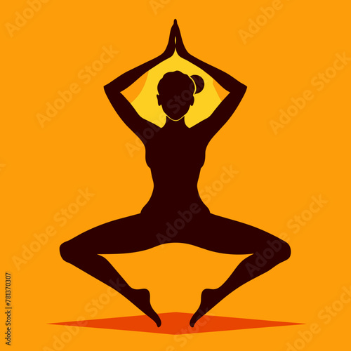 silhouette of yoga woman