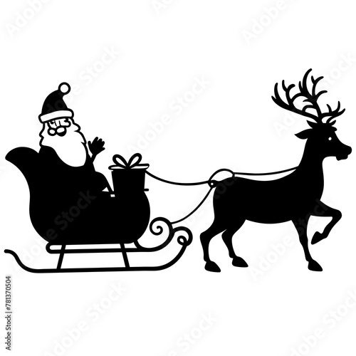 Christmas santa sleigh  reindeer vector illustration