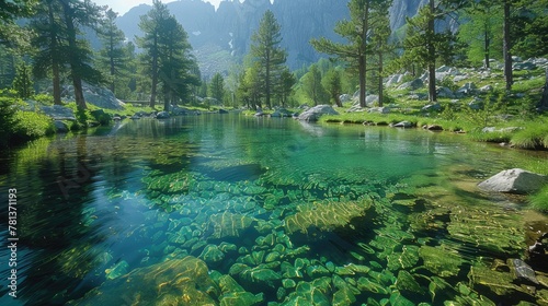 Crystalline streams meandered through the valley, reflecting the emerald green of the surrounding forests.
