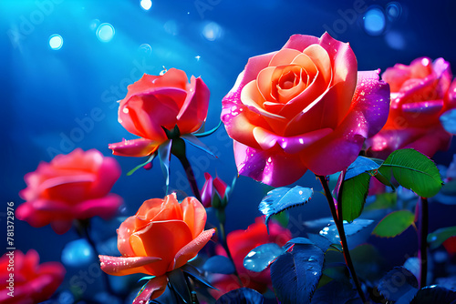 a bouquet of bright roses. Generative AI