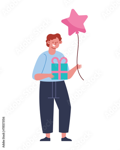 gender reveal man with balloon