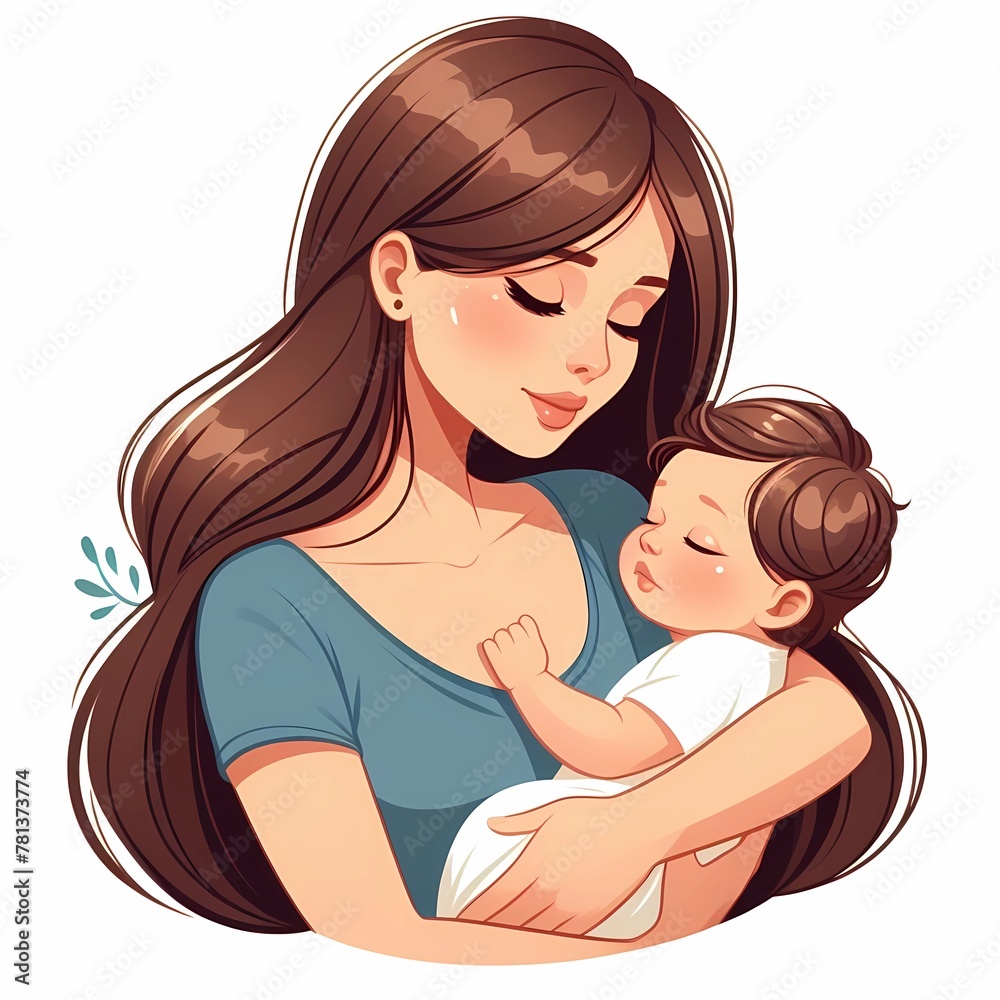 mother with baby in her arms, concept for mother's day