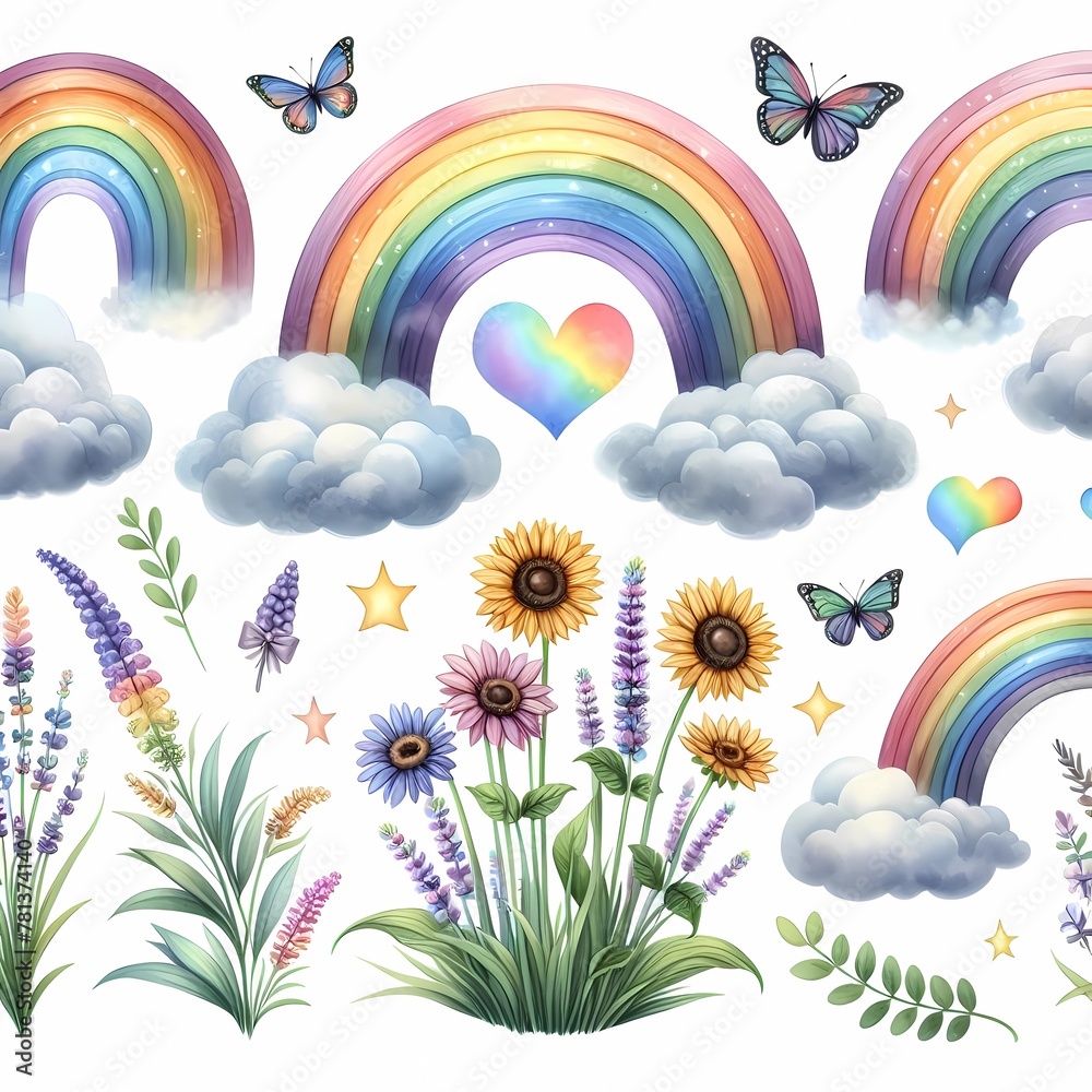 different rainbows on a white background, rainbow collection different rainbows on a white background, rainbow collection