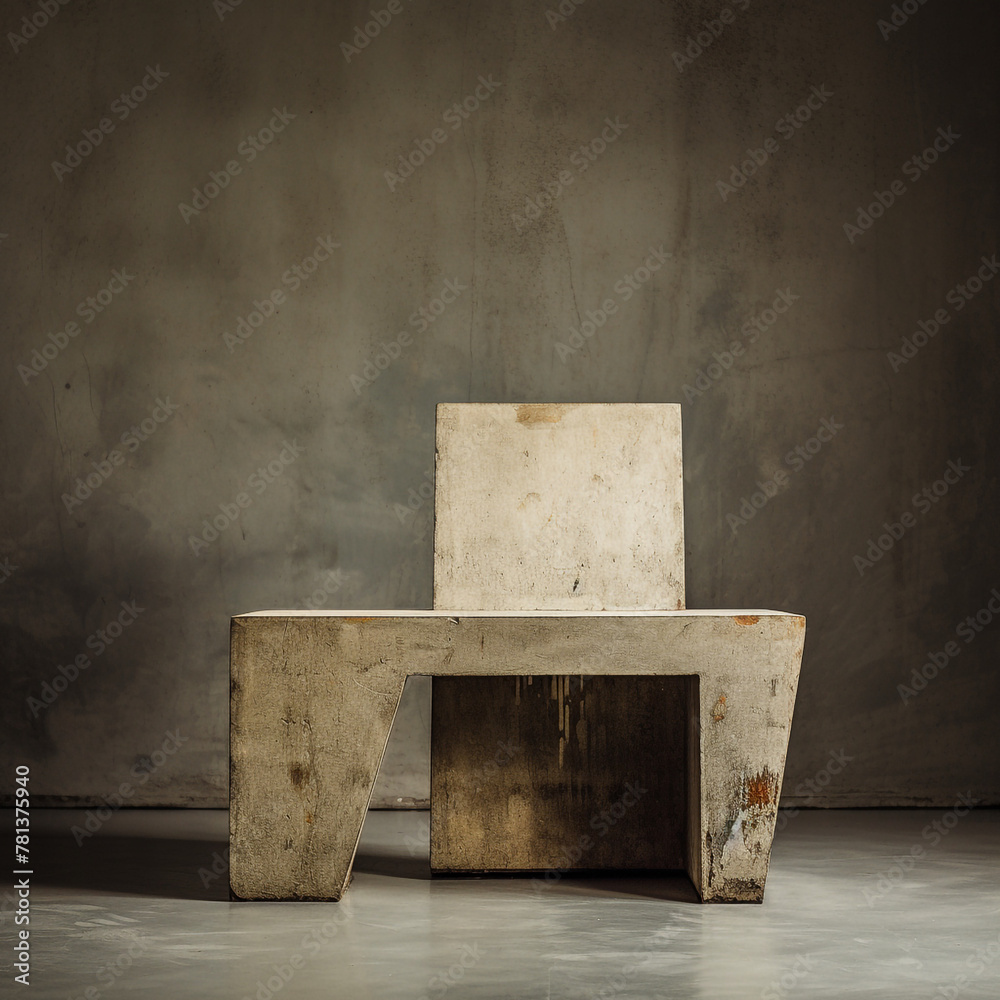 postmodern wooden chair, product photography, concrete background сreated with Generative Ai postmodern wooden chair, product photography, concrete background сreated with Generative Ai