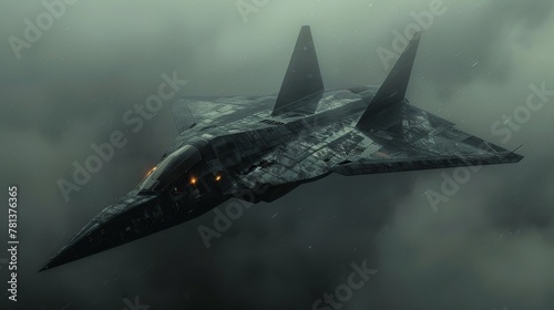 Stylized illustration depicting a stealth fighter executing a covert mission under the cover of night