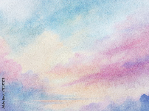 Watercolor cloudy sky, vanilla sky