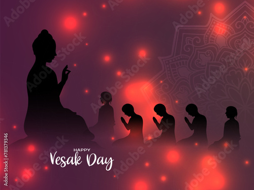 Happy Vesak day festival celebration background with lord Buddha design