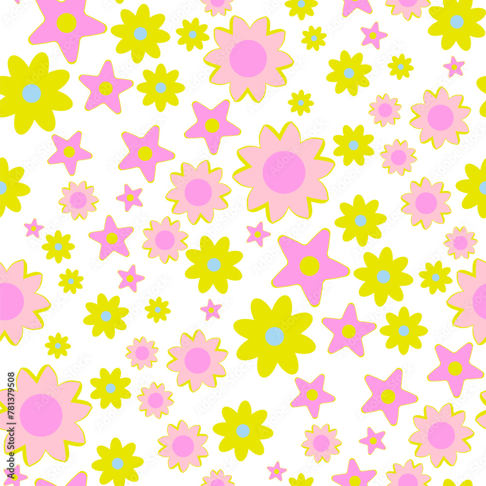 Seamless pattern with flowers in doodle style. Vector Seamless pattern with flowers in doodle style. Vector