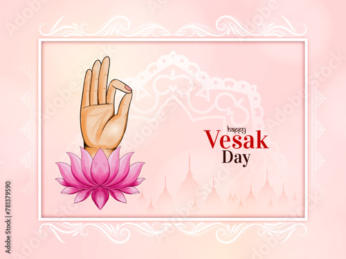Happy Vesak day festival celebration background with lord Buddha design