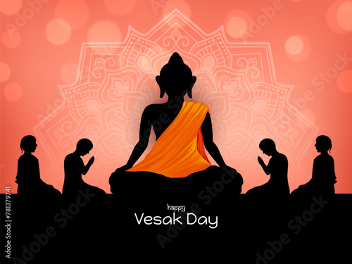Happy Vesak day festival celebration background with lord Buddha design © Tamarindarts