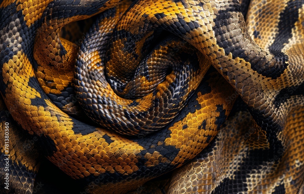 High-fashion design element, snake print cloth undulating gracefully High-fashion design element, snake print cloth undulating gracefully