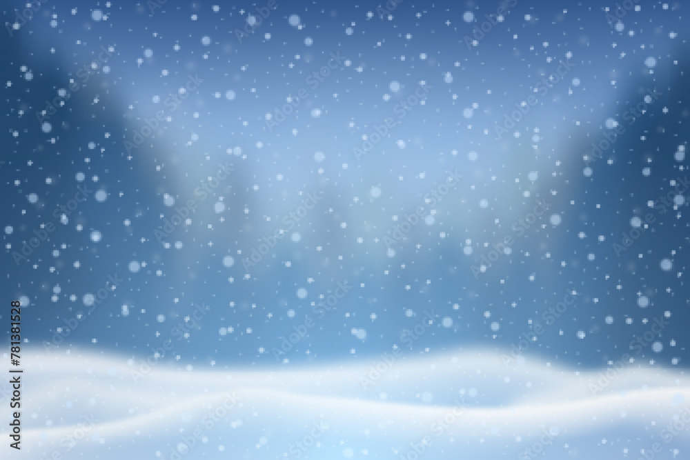 Realistic snowfall background