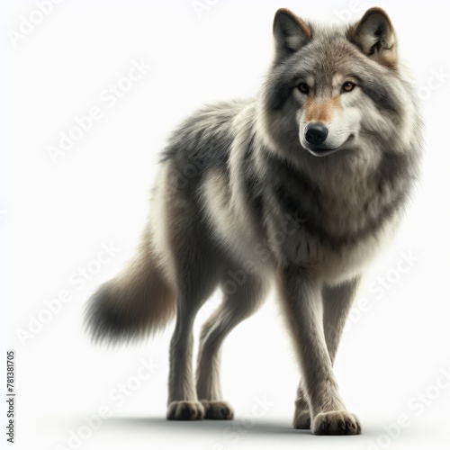 Image of isolated wolf against pure white background, ideal for presentations 