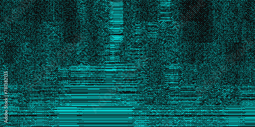 Glitch Blue Lines Background. Abstract Noise Effect, Error Signal, TV Technical Problem. Cyberpunk Glitch Overlay Effect Texture Vector Illustration.