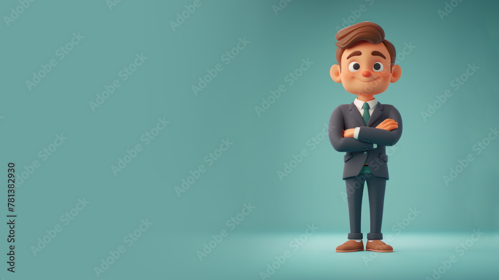 Illustration of A businessman wearing formal suit, arms crossed, smile Illustration of A businessman wearing formal suit, arms crossed, smile