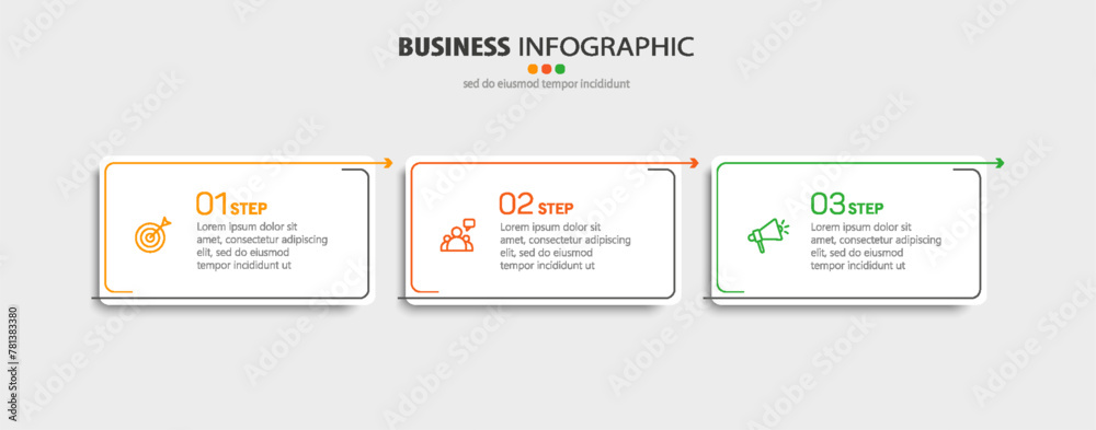 Modern business infographic template with 3 options or steps	 - obrazy, fototapety, plakaty 