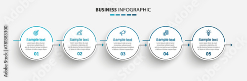 Business infographic template with 5 options or steps. Can be used for workflow layout, diagram, annual report, web design