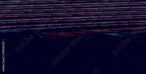 Colorful Glitch Screen Effect Background. Abstract Digital Pixel Dots Noise Glitch Error. Overlay Texture Pixel Sorting Effect Illustration. Modern Sci-Fi Game Vector Background.