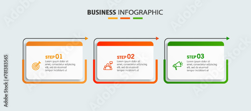 Modern business infographic template with 3 options or steps	