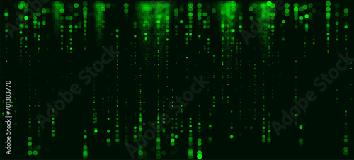 Green Matrix Digital Data Flow Vector Background. Big Data Technology Lines. Data Transmission Concept. High Speed Internet. Information Matrix Flow in Virtual Reality Cyberspace. Vector Illustration.