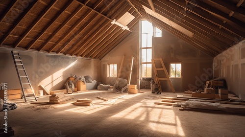Interior of a new house under construction, remodeling and renovation © Dzikir