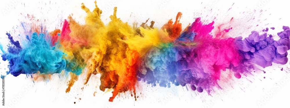Explosion of colored powder. Isolated on a white background.