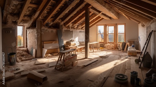 Interior of a new house under construction, remodeling and renovation