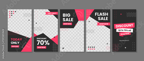 Trendy geometric abstract discount sale promotion for social media. Abstract Colorful Memphis Background Template 