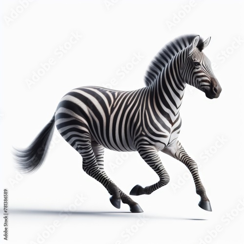 Image of isolated zebra against pure white background, ideal for presentations 