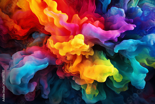 Colorful rainbow holi paint color powder explosion background. generated by AI