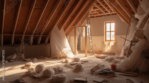 Interior of a new house under construction, remodeling and renovation photo