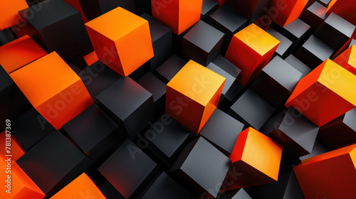 Orange and Black Cubes Background