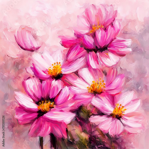 bright wildflowers. a bouquet of beautiful flowers. drawing with oil paints. illustration. artificial intelligence generator  AI  neural network image. background for the design.