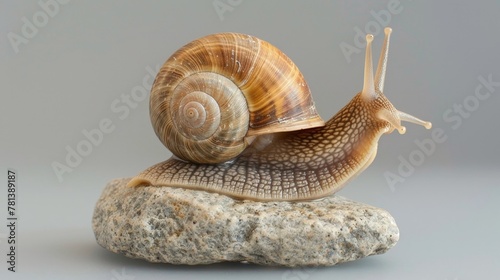 A small snail resting on a stone photo